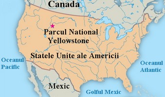Harta de localizare a Parcul National Yellowstone